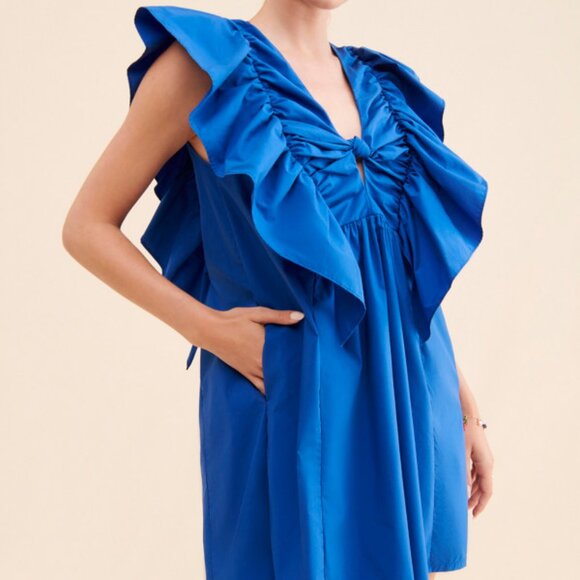 Ruffled Waistless Mini Bow Dress - Picture 2 of 16